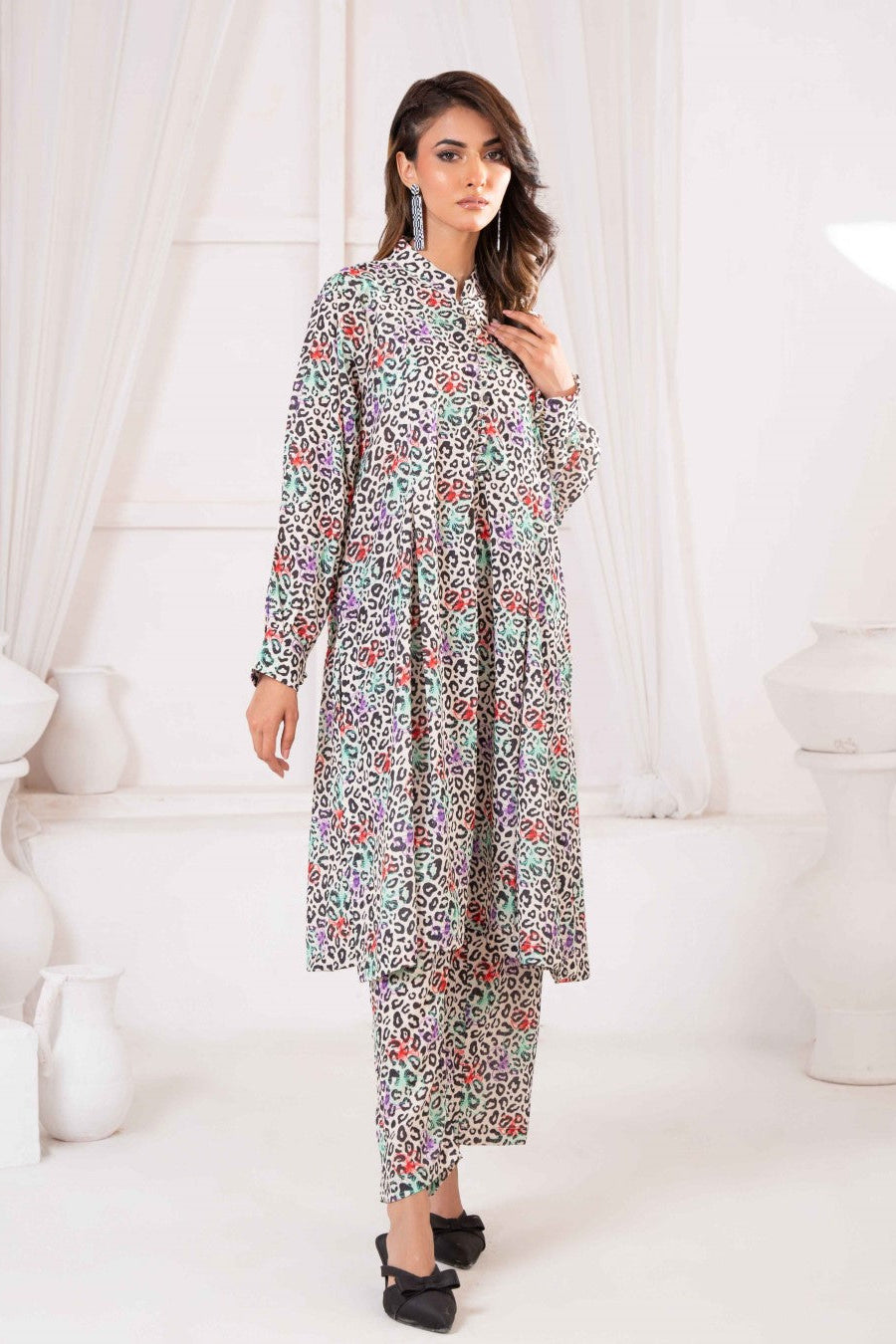 Ayla Studio Stitched PRINTED ESSENTIAL CO-ORD - Pop Leopard