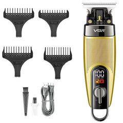 VGR-V-975 Professional Rechargeable cordless Pro Self Haircut Hair Clipper, Beard trimmer with Digital Display & Hanging Loop Stainless steel Blades