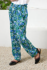Sprinkles Stitched 1 Piece Summer Bottoms Kids Collection'2025-Green Floral Print Wide Leg Trousers