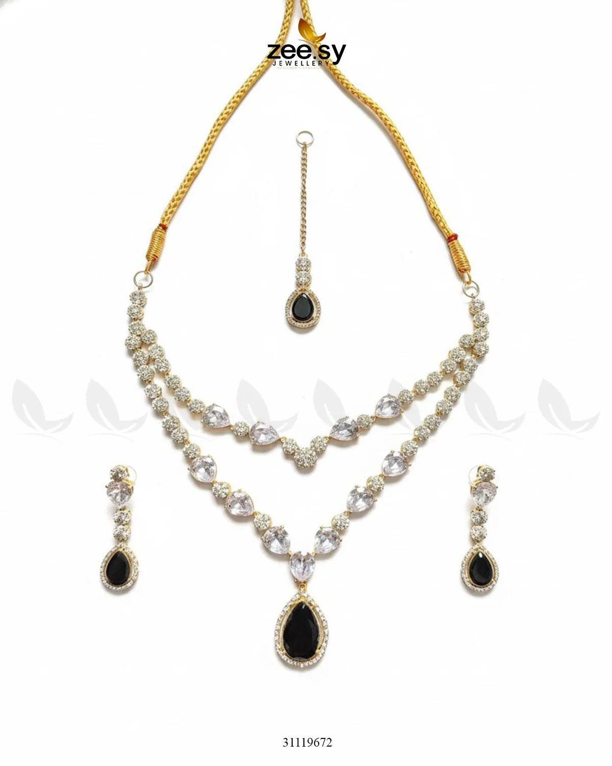 Interlock Traditional Necklace Set Golden Black - Zeesy Jewellery