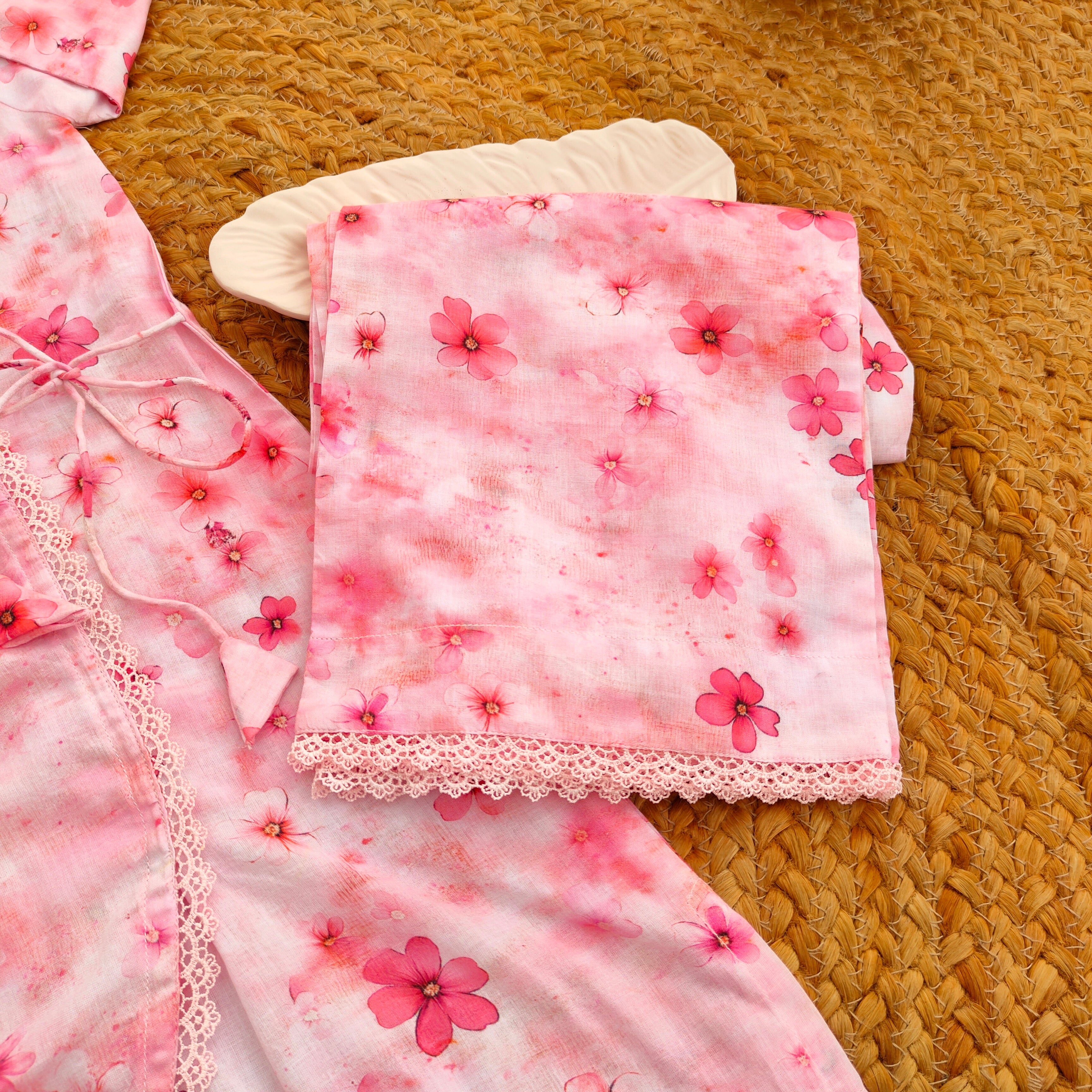 Hiba Fashion Pink Angrakha Style 2 PC Lawn Suit (BSCS-002)