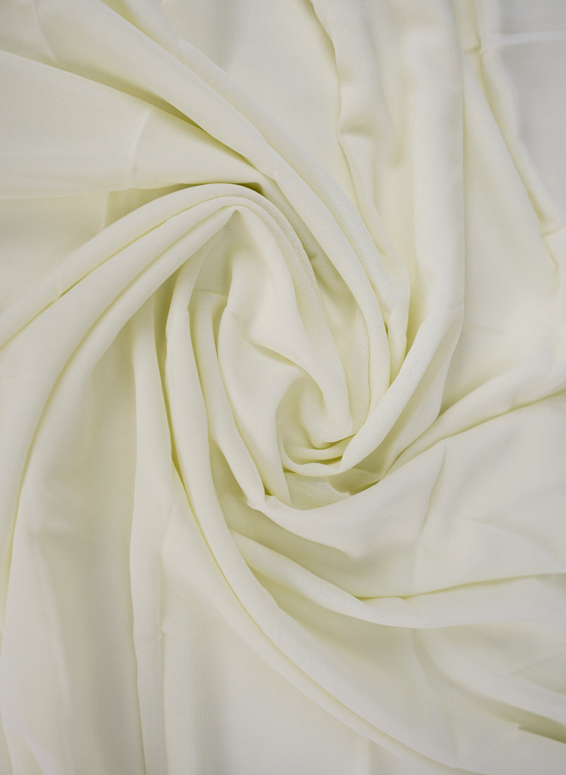 Hijab Ul Hareem Ivory White Plain Chiffon Scarf