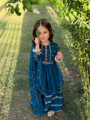 Gulzar By Modest Stitched 3 Piece Formals Suit-9245-Blue