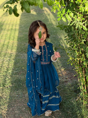 Gulzar By Modest Stitched 3 Piece Formals Suit-9245-Blue