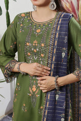 Aizal Stitched 3 Piece Embroidered Fancy Suit-AE-103-Green