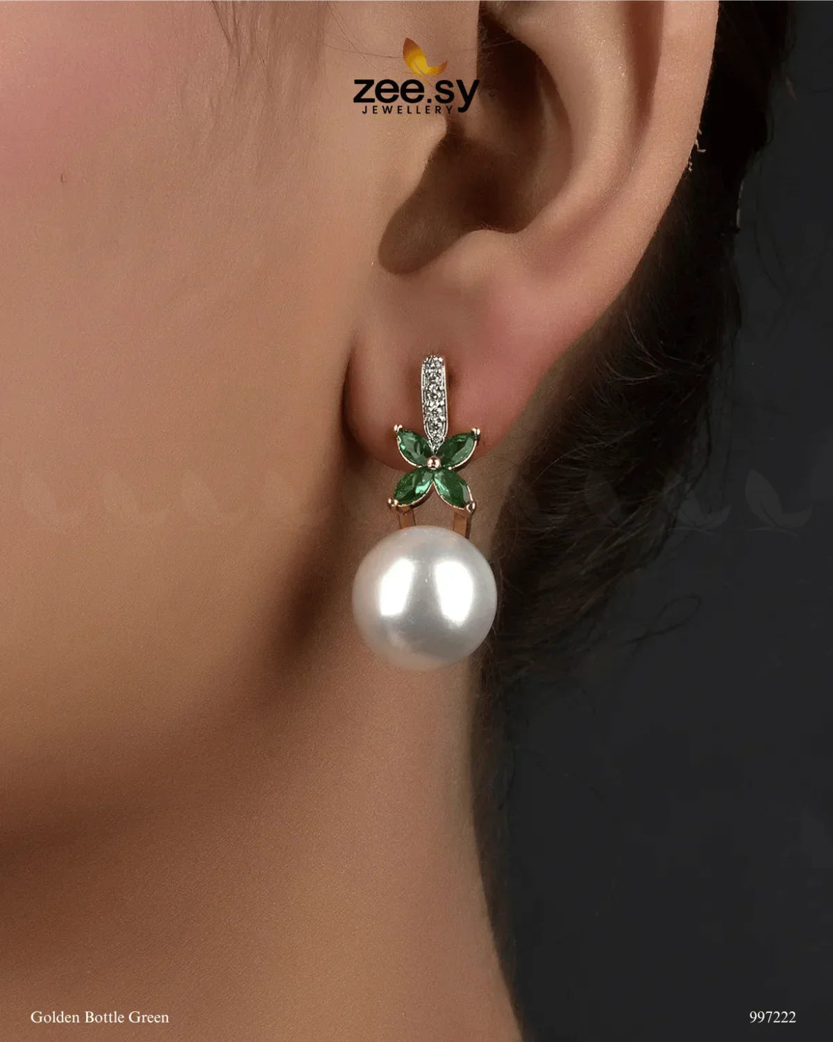 Nizha Earrings Golden Bottle Green - Zeesy Jewellery