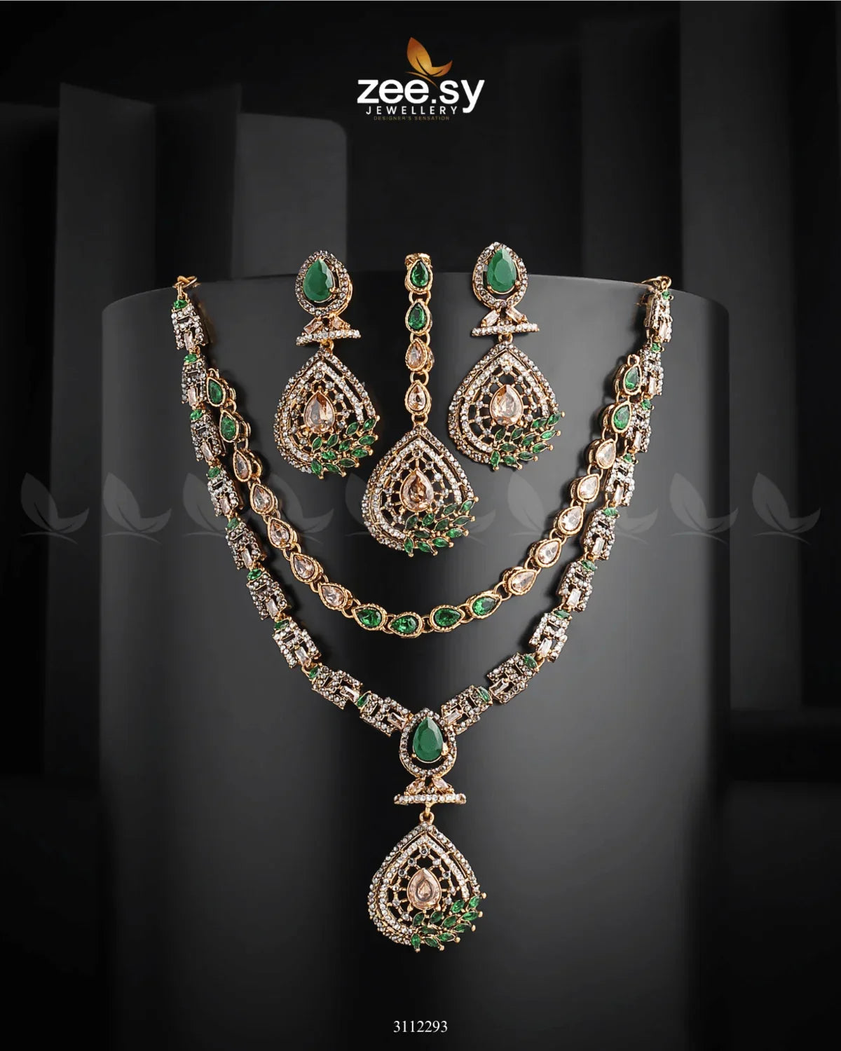 Zinnia Necklace Sets Green - Zeesy Jewellery