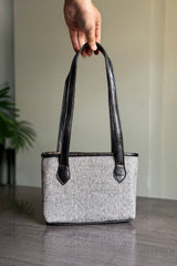 Fineur Mini Jute Shoulder Bag - Grey