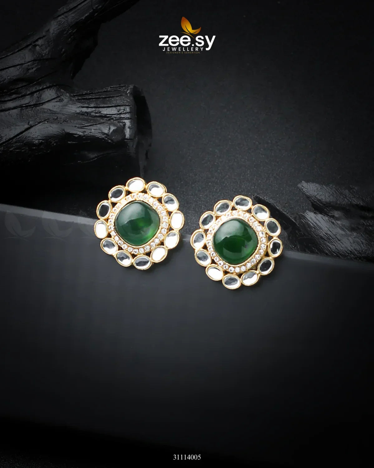 Zewar Earrings Green - Zeesy Jewellery