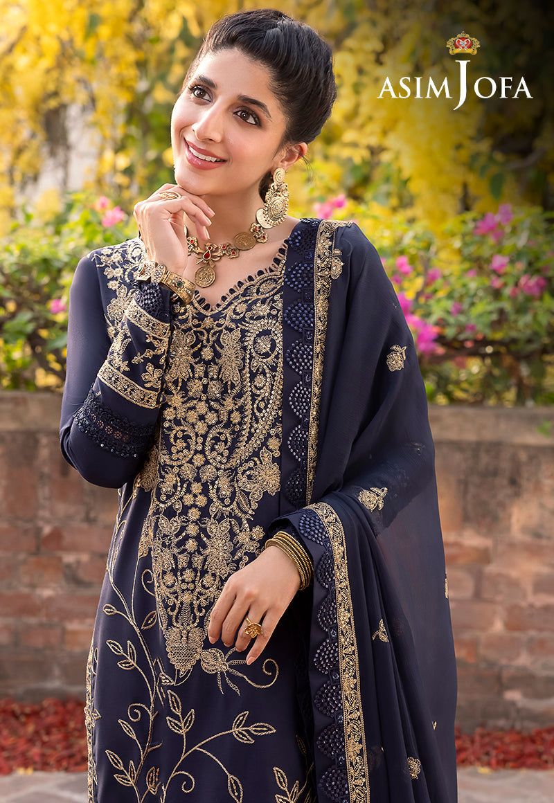 Asim Jofa Shadow Work '23 Ajsw-15 Embroidered Lawn Silk 3 Pcs