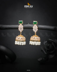 Bloom Jhumka Earrings Green - Zeesy Jewellery