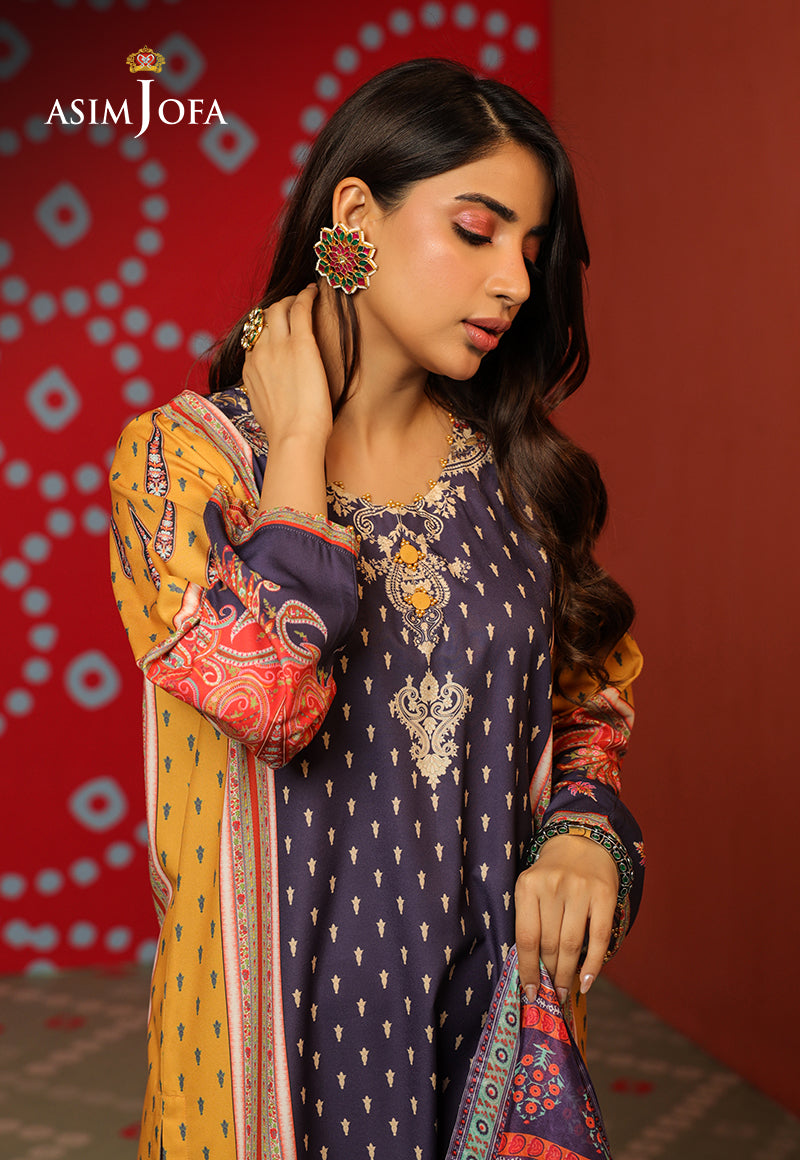 Asim Jofa Tara Sitara Ajtm-06 - 2 Pcs Printed Georgette Silk 2 Pcs