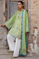 Elan Unstitched 3 Piece Luxury Lawn Suit-11-B-Isla Bleu
