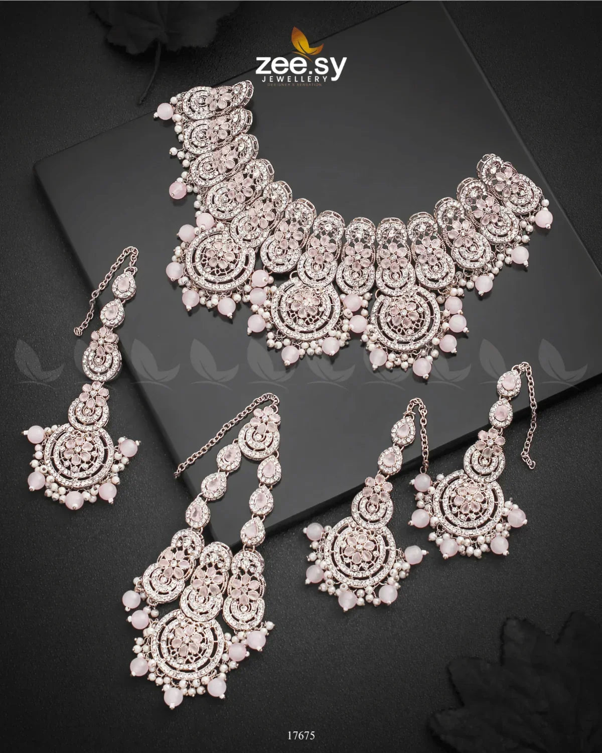 Panoramic Necklace Silver Mint Pink - Zeesy Jewellery