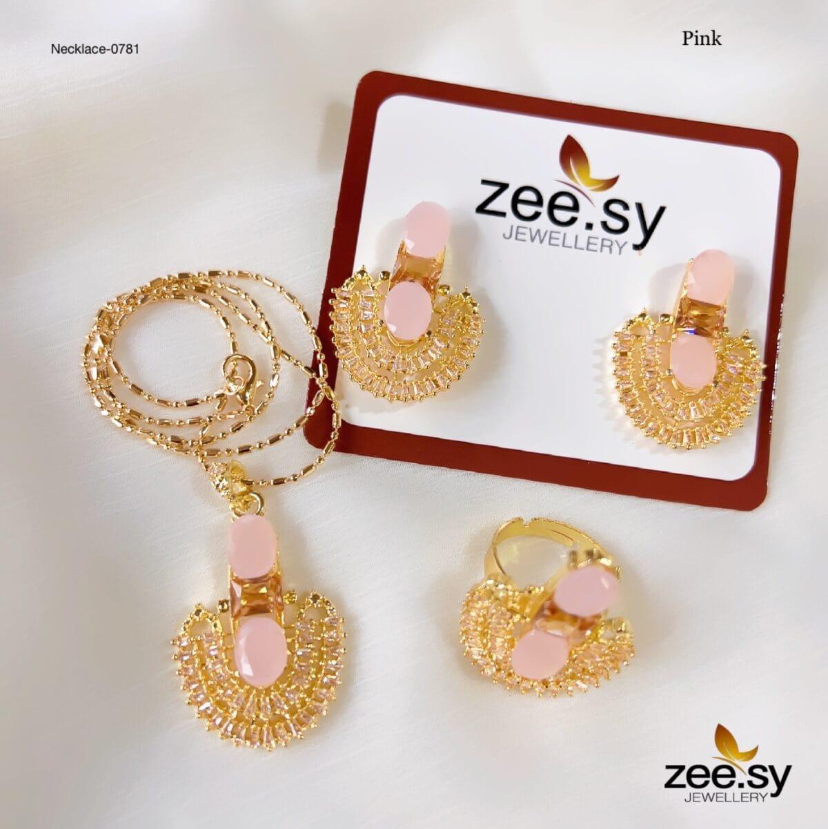 NECKLACE-0781 Pink - Zeesy Jewellery