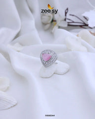 RING-8279 Silver Mint Pink - Zeesy Jewellery