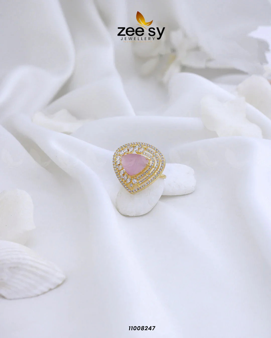 RING-8279 Golden Mint Pink - Zeesy Jewellery