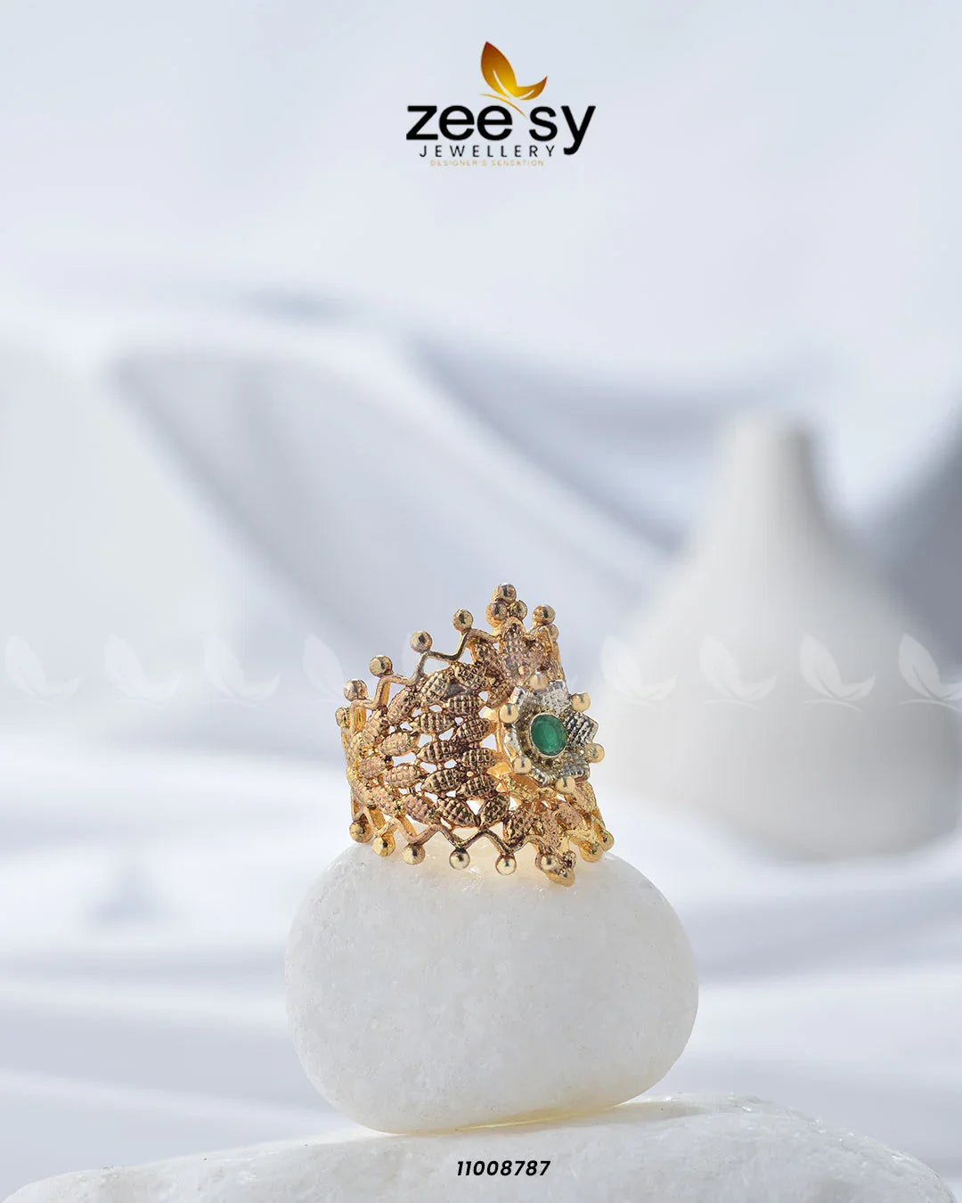 Crown Ring-8290 Green - Zeesy Jewellery