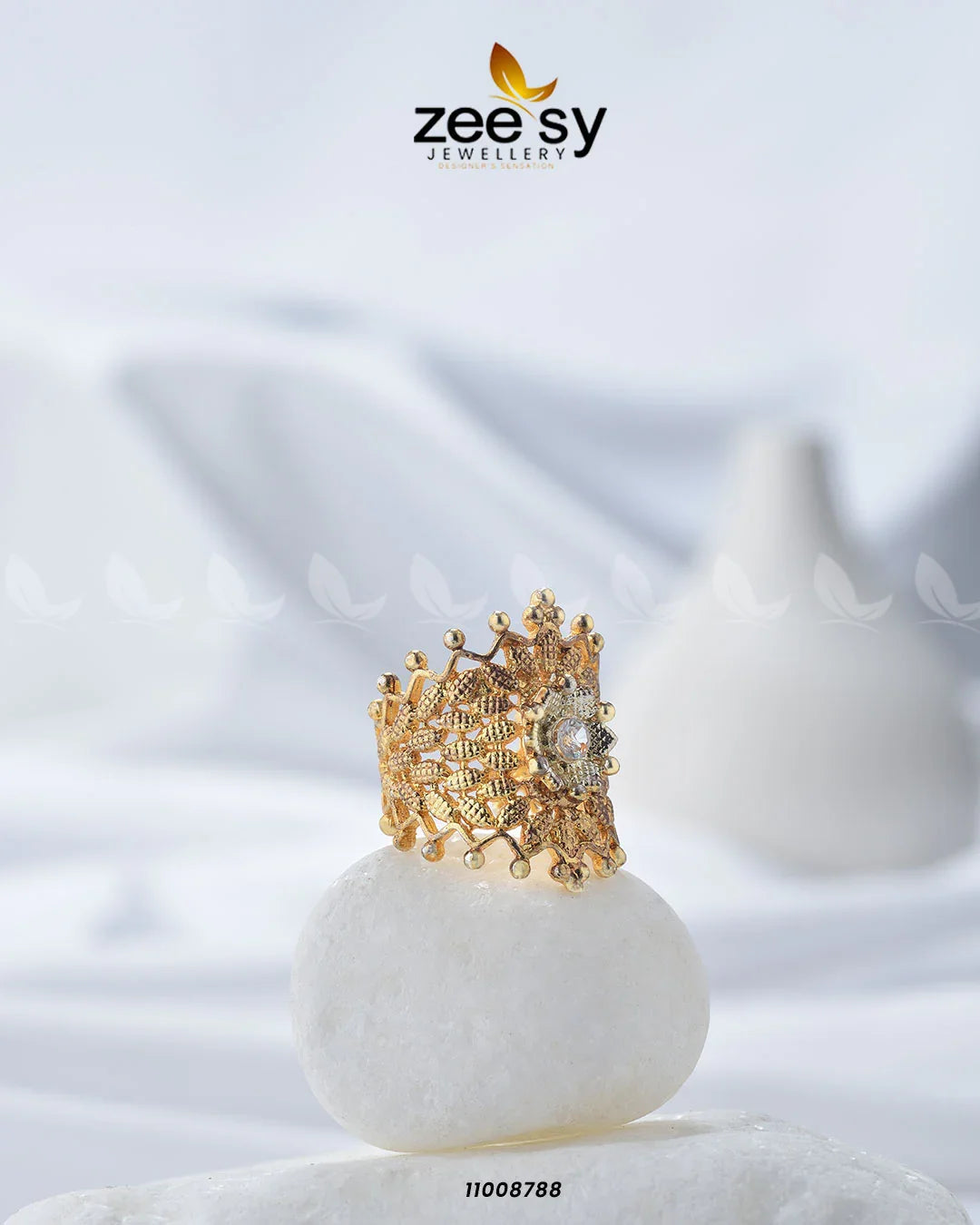 Crown Ring-8290 White - Zeesy Jewellery