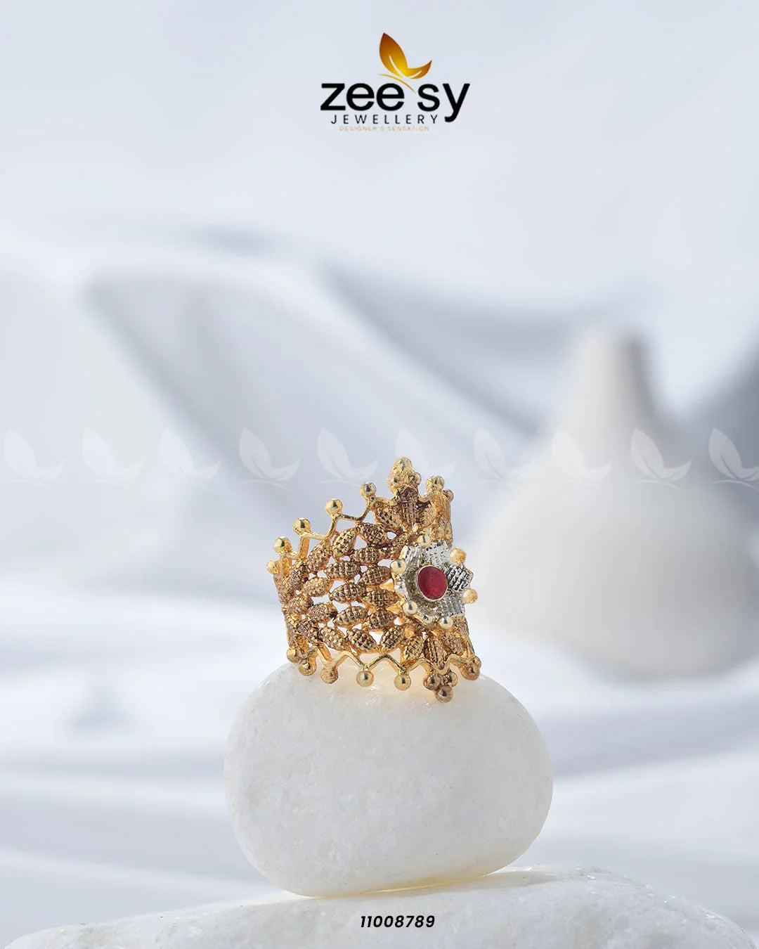Crown Ring-8290 Red - Zeesy Jewellery