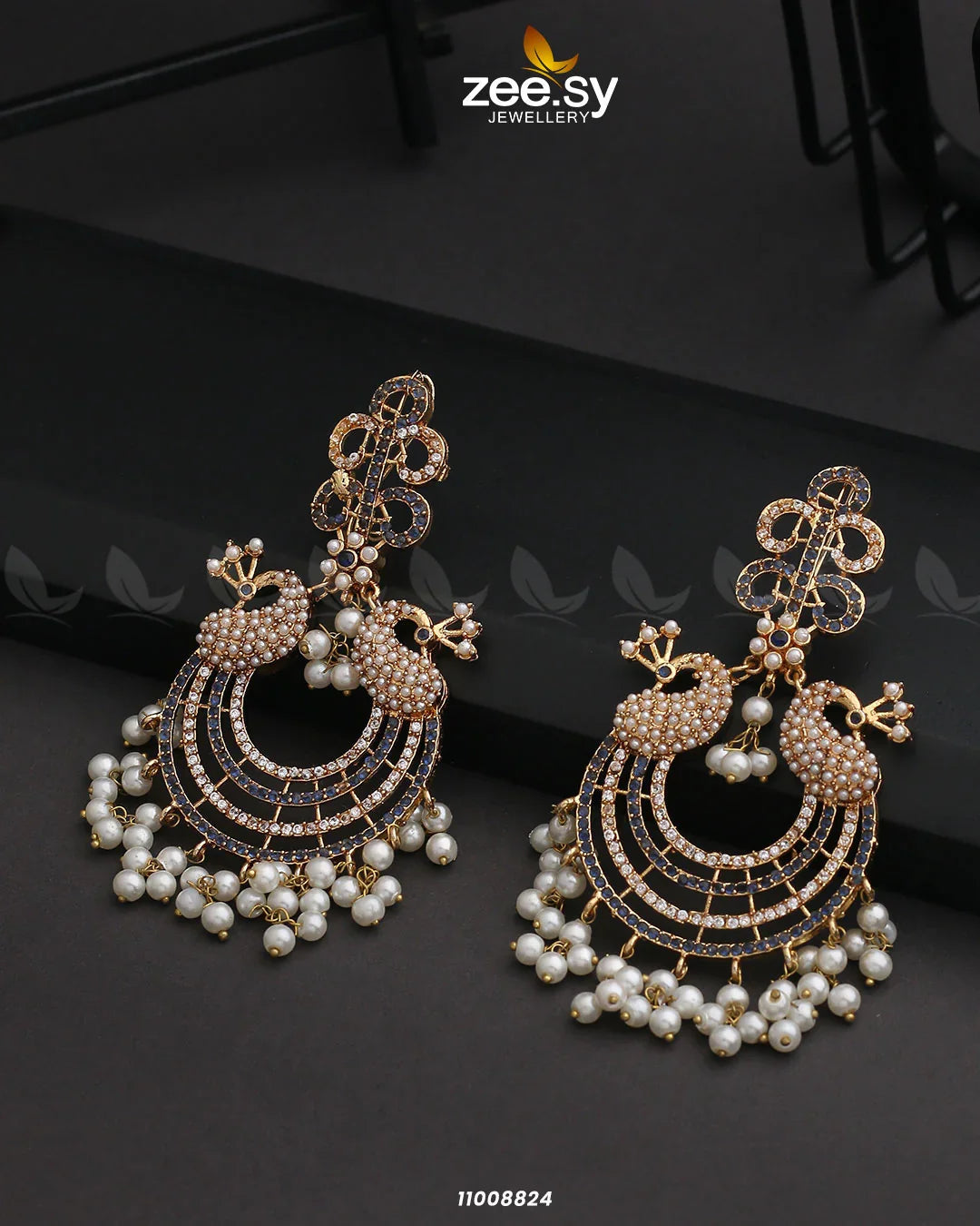 EARRINGS-0827 Blue - Zeesy Jewellery