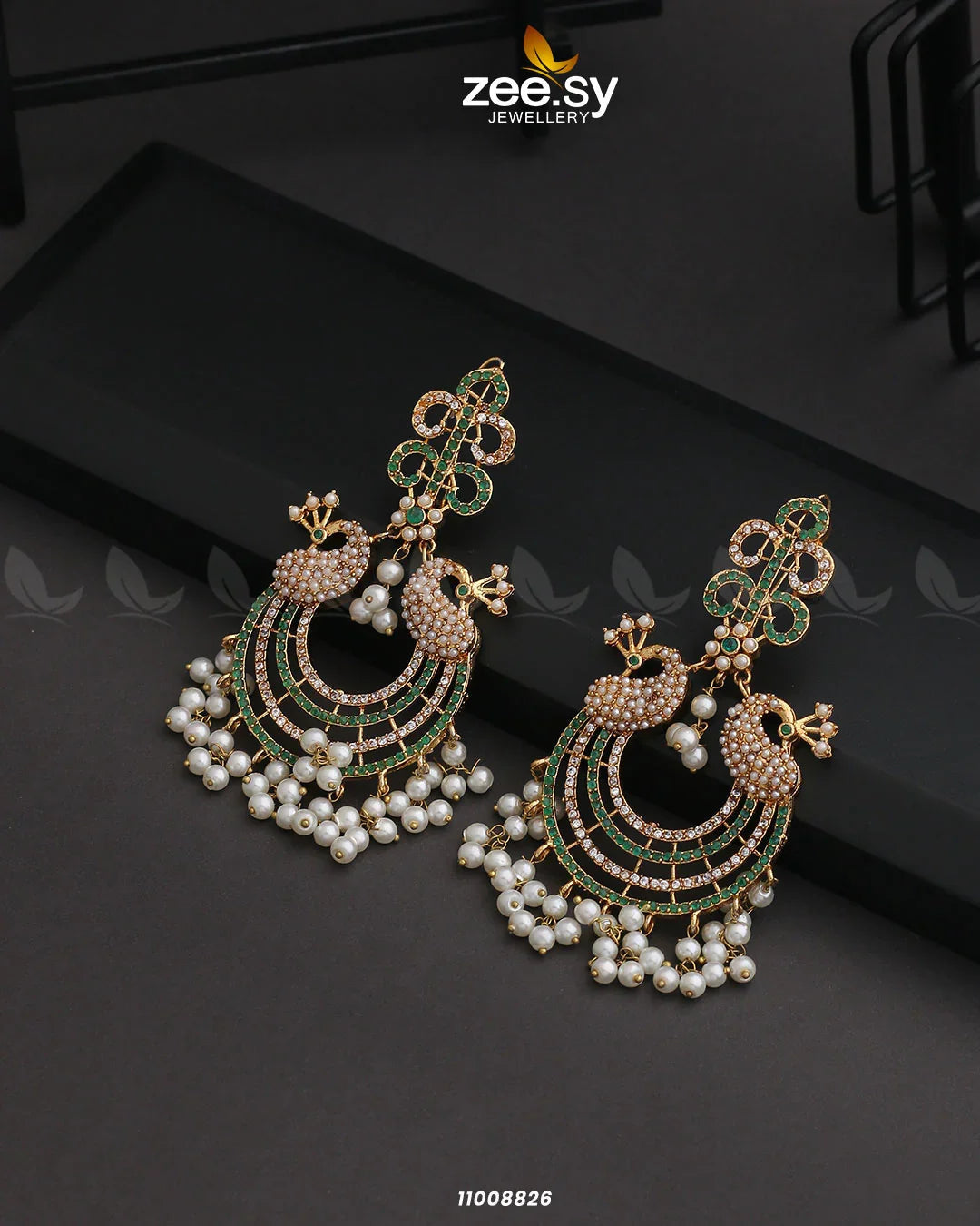 EARRINGS-0827 Green - Zeesy Jewellery