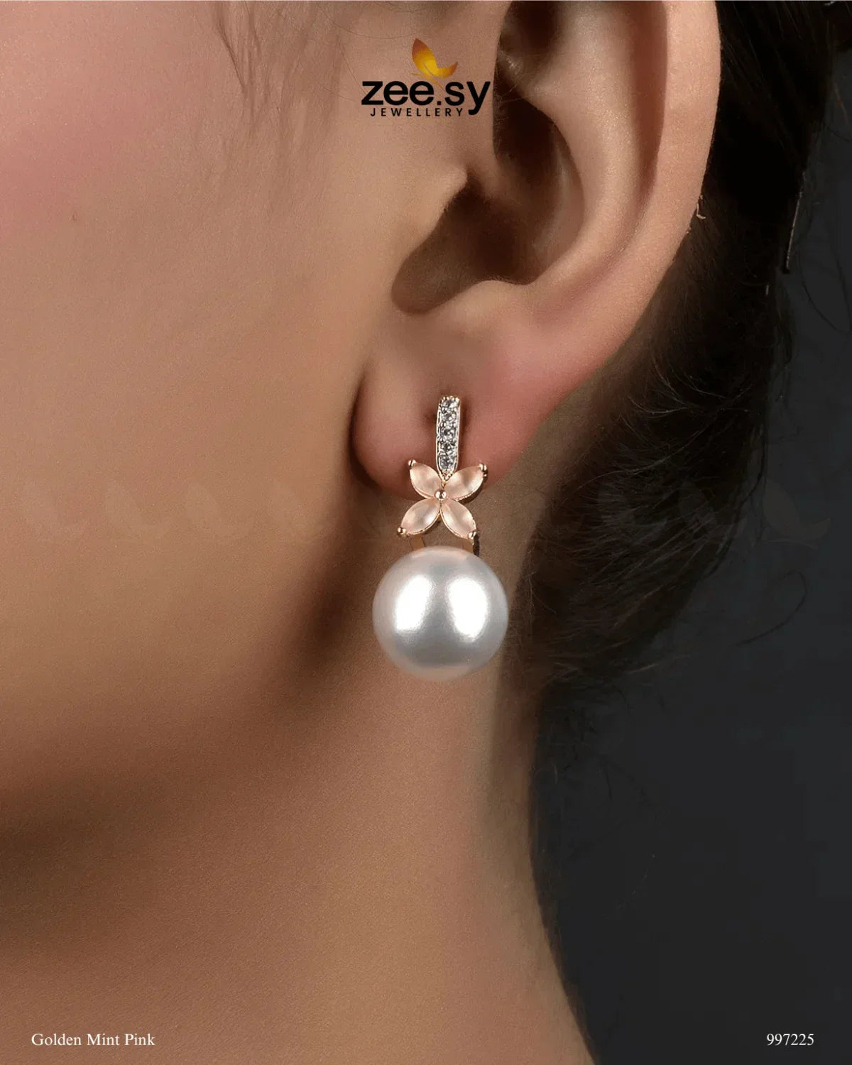 Nizha Earrings Golden Mint Pink - Zeesy Jewellery