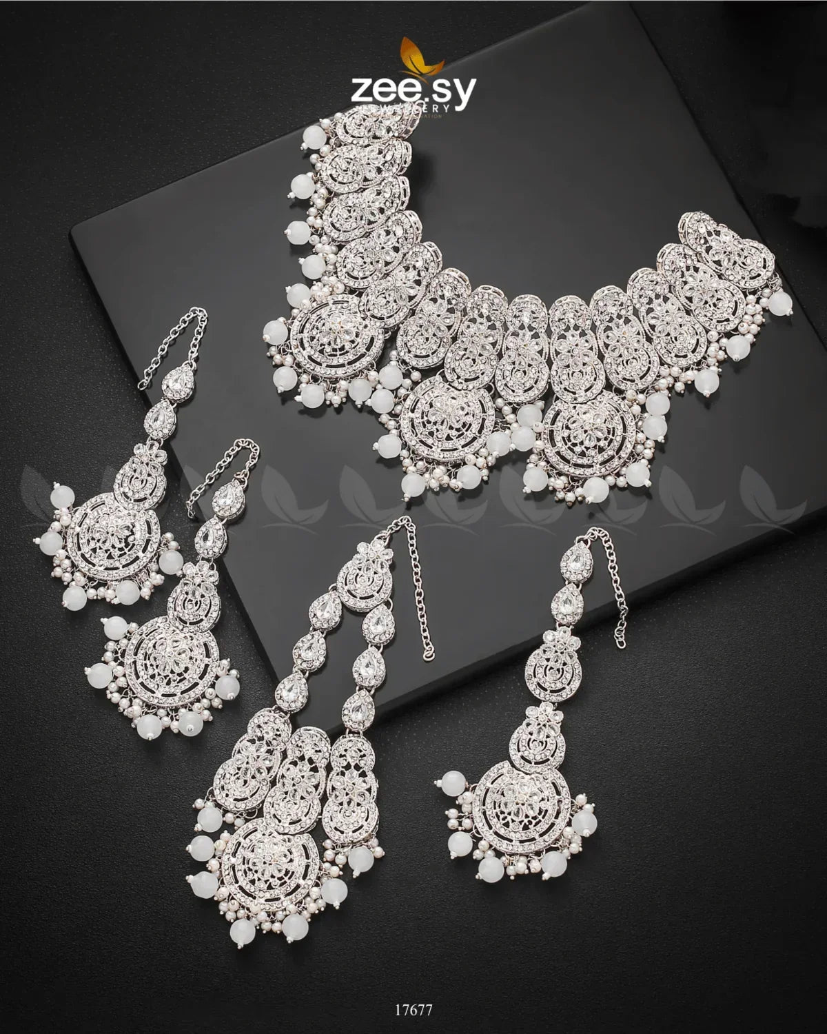 Panoramic Necklace Silver White - Zeesy Jewellery