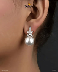 Nizha Earrings Silver White - Zeesy Jewellery