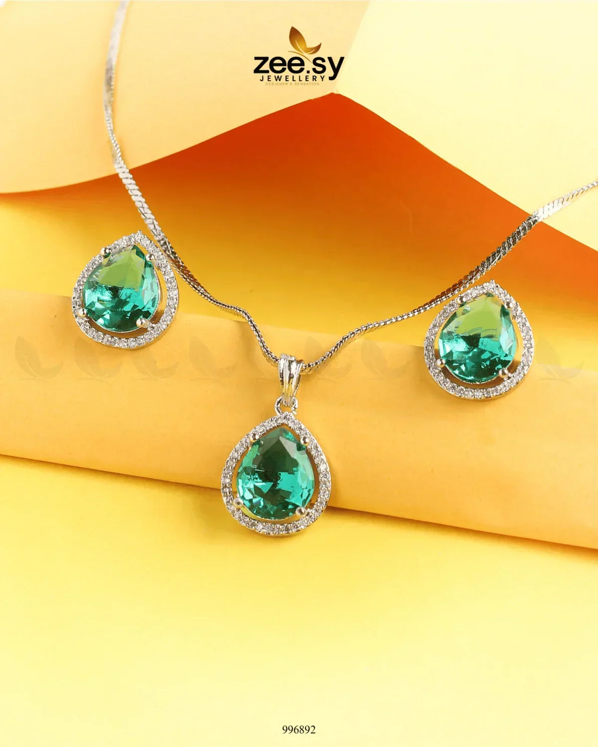 Tranquil Pendant Set Teal - Zeesy Jewellery