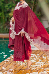Azure Luxe Unstitched 3 Piece Emb Formal Collecton-AS-116-Crimson Rush
