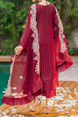 Azure Luxe Unstitched 3 Piece Emb Formal Collecton-AS-116-Crimson Rush