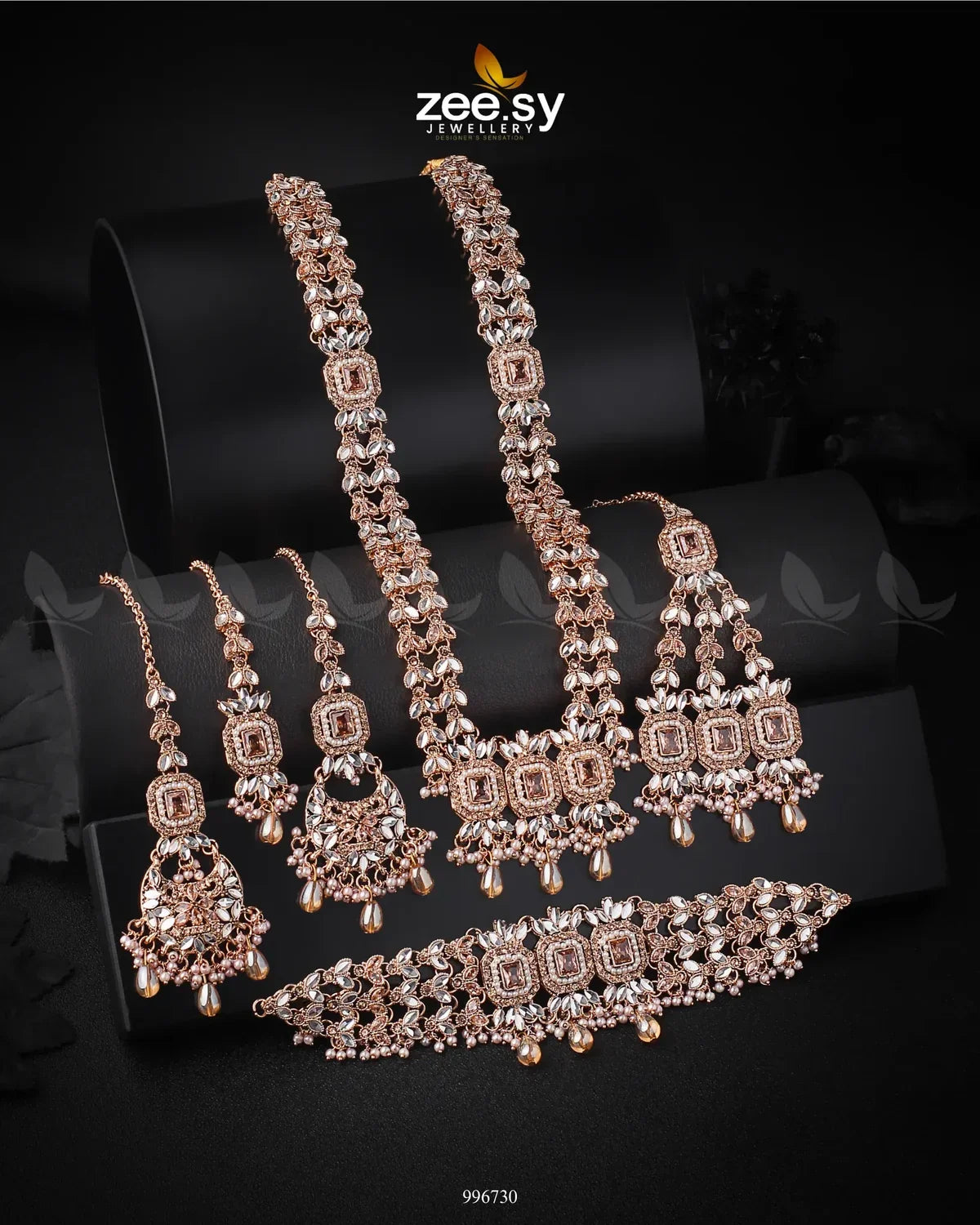 Anushka Bridal Set Golden Champagne - Zeesy Jewellery