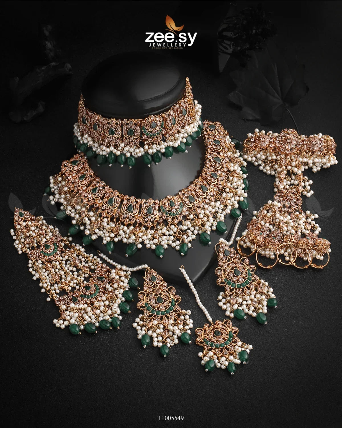 BRIDAL-0233 Green - Zeesy Jewellery