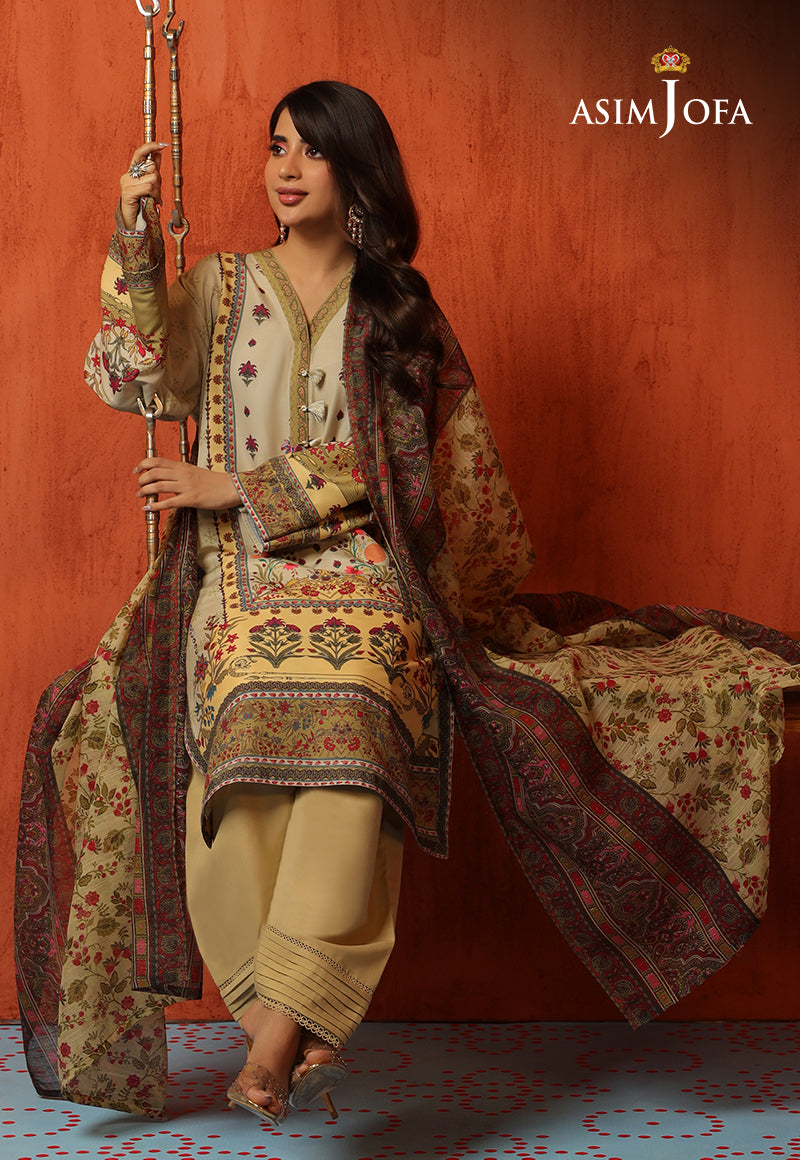 Asim Jofa Tara Sitara Ajtm-16 - 3 Pcs Embroidered Swiss Lawn 3 Pcs