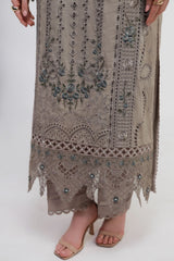 Gulmina Unstitched 3 Piece Luxury Lawn Vol-02 Suit-Grey Dusk Long Shirt With Trouser