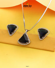 Tetrahedron Pendant Set Dark Blue - Zeesy Jewellery