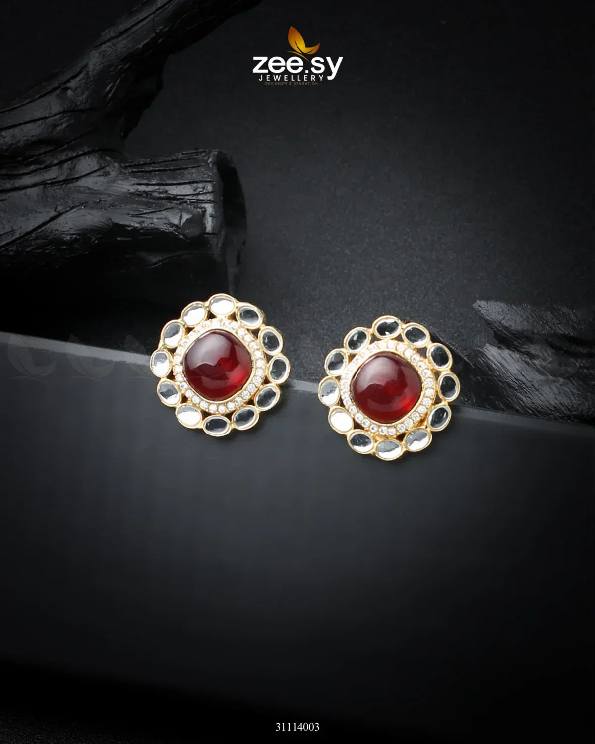 Zewar Earrings Red - Zeesy Jewellery