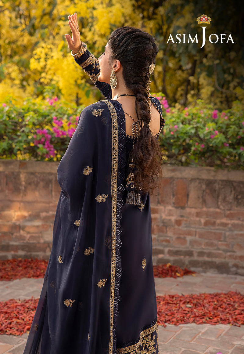 Asim Jofa Shadow Work '23 Ajsw-15 Embroidered Lawn Silk 3 Pcs