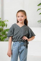 Sprinkles Stitched 1 Piece Summer Shirts Kids Collection'2025-Ditsy Green Floral Print Crop Top