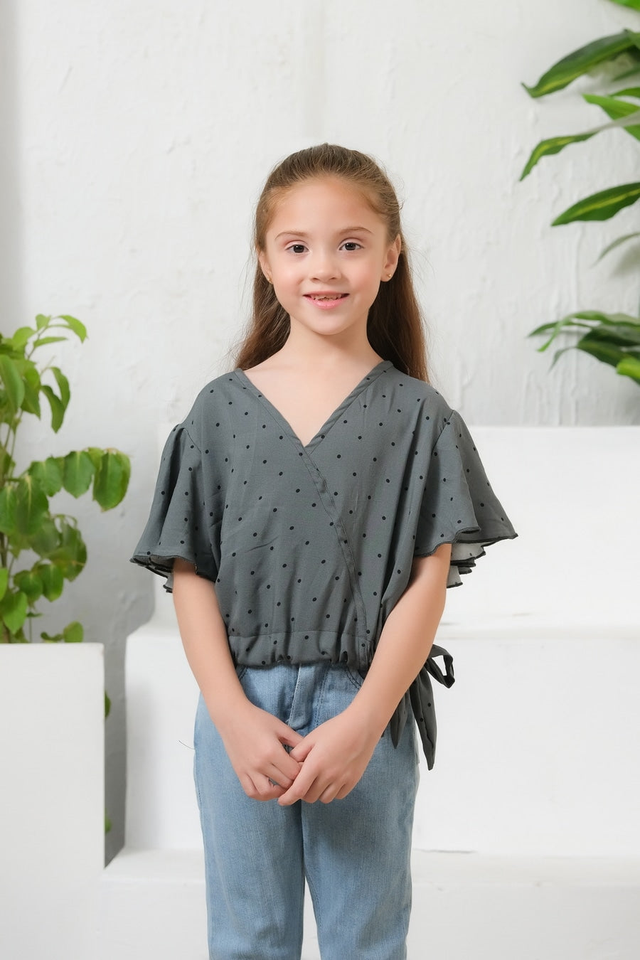 Sprinkles Stitched 1 Piece Summer Shirts Kids Collection'2025-Ditsy Green Floral Print Crop Top