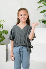 Sprinkles Stitched 1 Piece Summer Shirts Kids Collection'2025-Ditsy Green Floral Print Crop Top