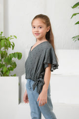 Sprinkles Stitched 1 Piece Summer Shirts Kids Collection'2025-Ditsy Green Floral Print Crop Top