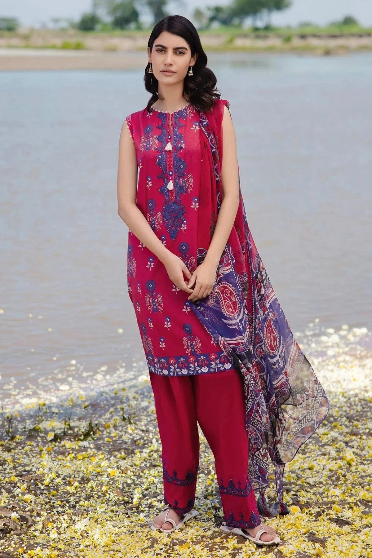M Basics By Maria B Unstitched 3 Piece Emb Lawn Eid 2 Collection'2024-D-12-B