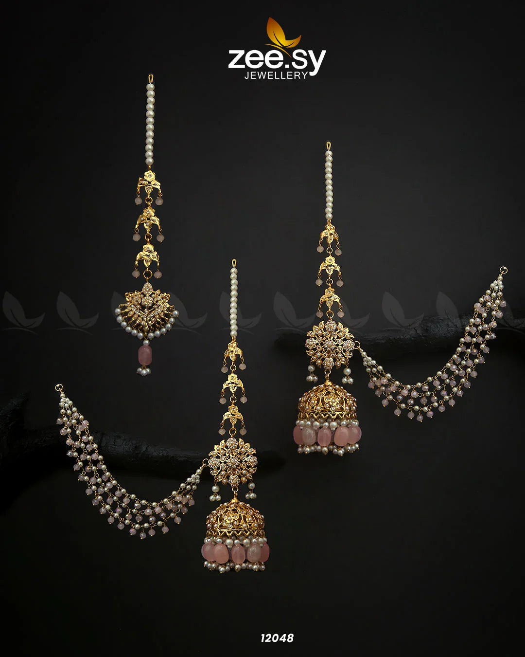 Glamourous Jhumka Earrings Mint Pink - Zeesy Jewellery
