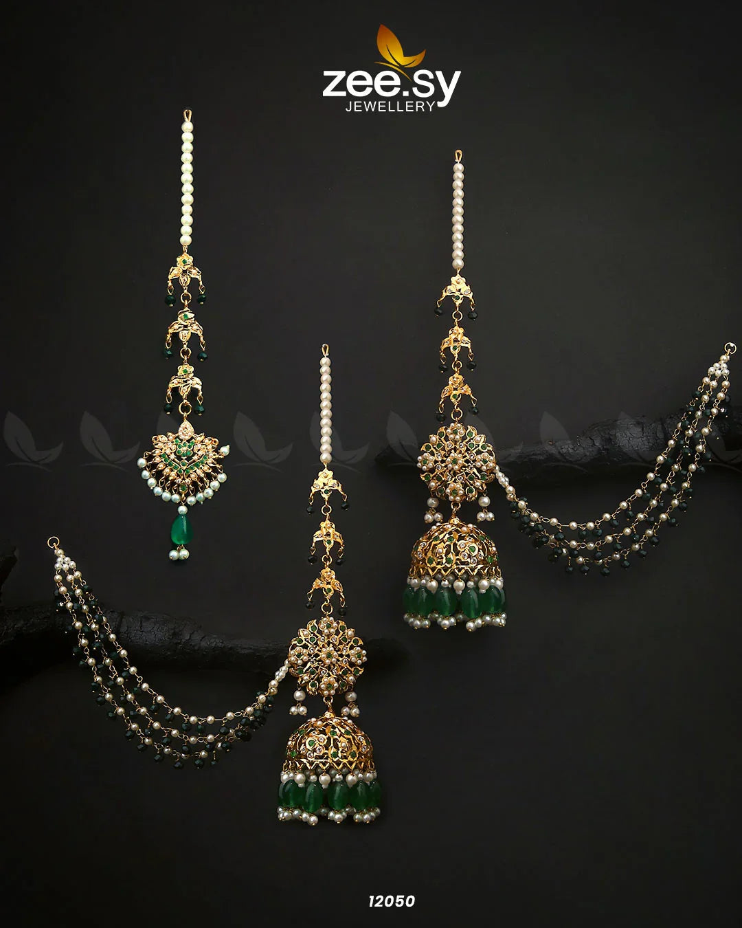 Glamourous Jhumka Earrings Emerald Green - Zeesy Jewellery