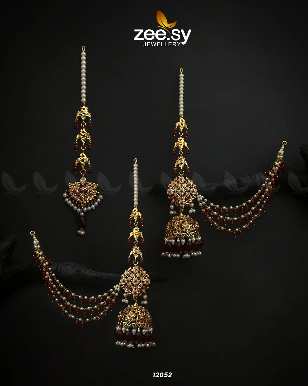 Glamourous Jhumka Earrings Red - Zeesy Jewellery