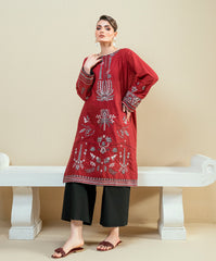 The Thread Line By Kaanthaa Stitched 2 Piece Summer Suit-KEP-04 RED-COTTON BROCHE STITCHED 2PC