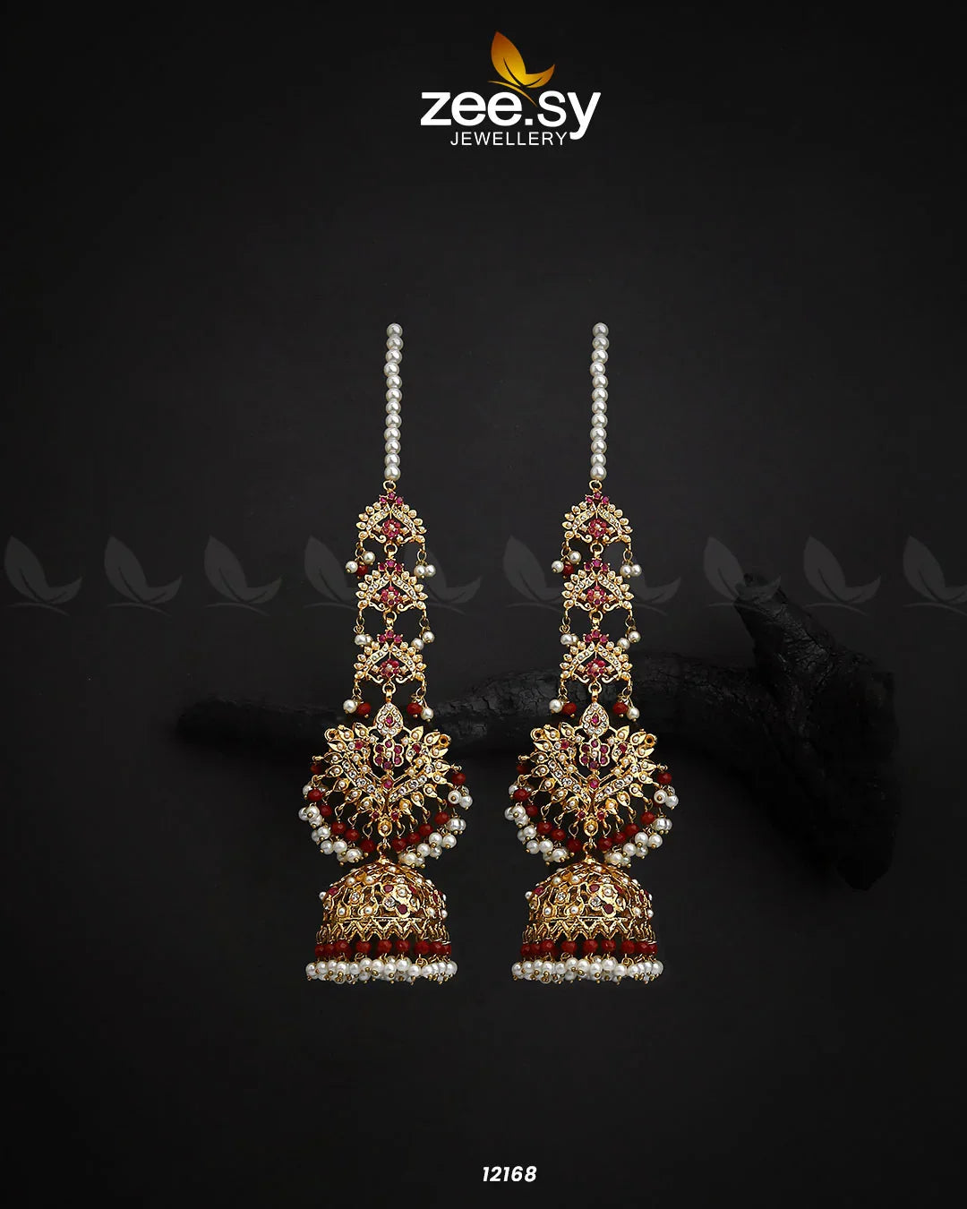 Adorable Jhumki Earrings Red & green - Zeesy Jewellery