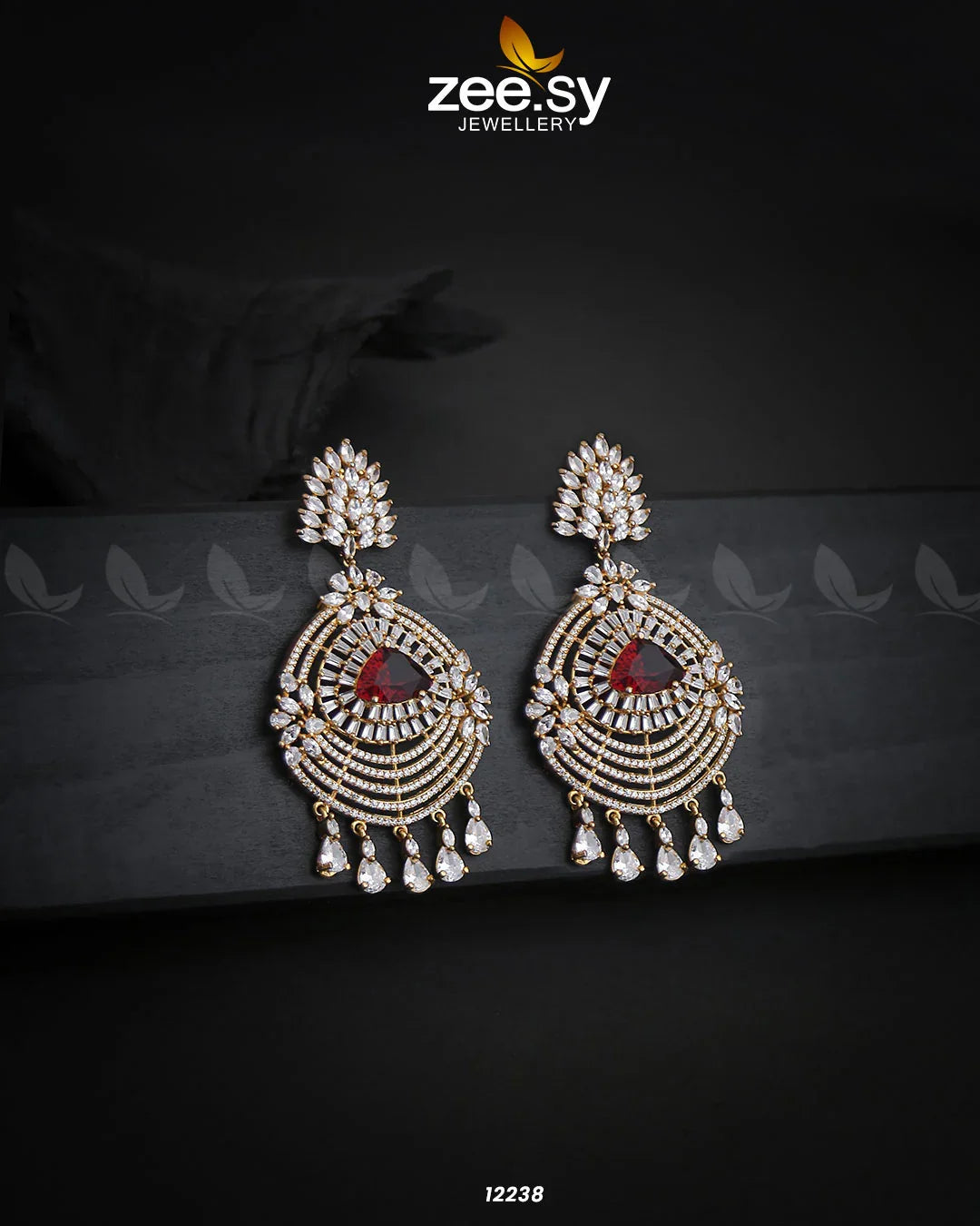 EARRINGS-0559 Golden Red - Zeesy Jewellery